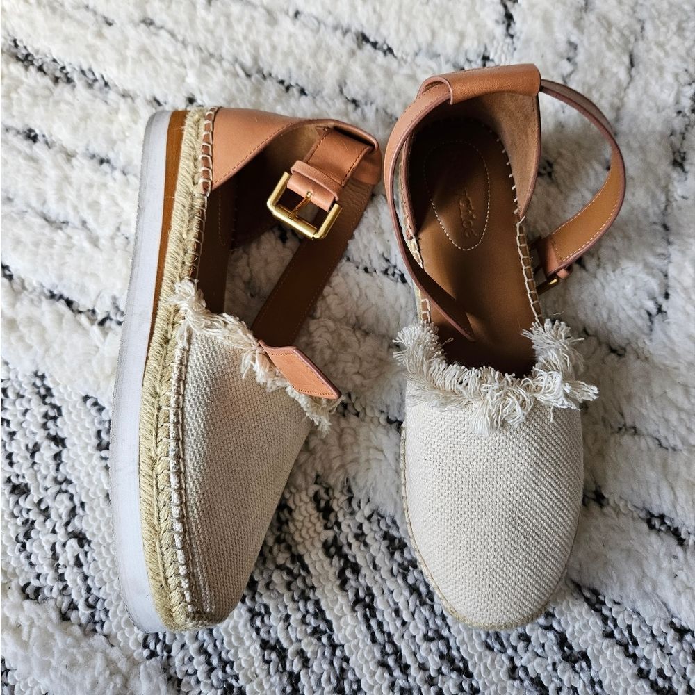 See By Chloe Glyn Espadrille Sandals in Natural, sz 41
